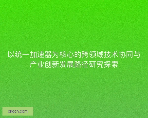 以统一加速器为核心的跨领域技术协同与产业创新发展路径研究探索
