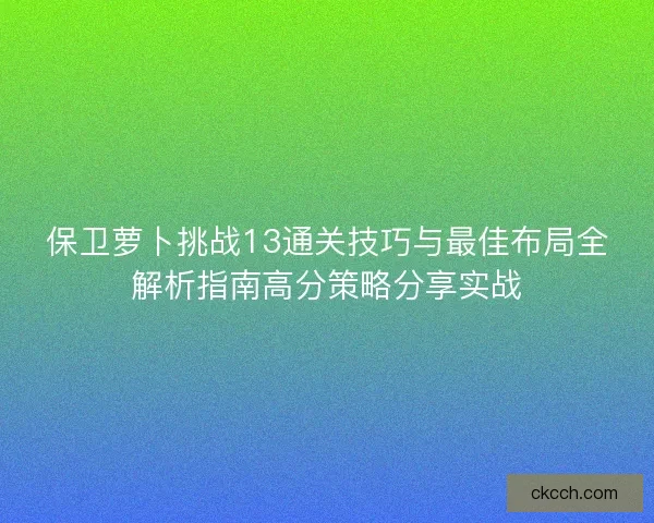 保卫萝卜挑战13通关技巧与最佳布局全解析指南高分策略分享实战